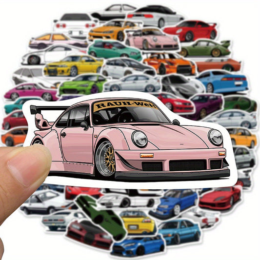 50pcs JDM Car Cute Funny Love Doodle Art Cool Aesthetics Cartoon Waterproof Stickers, For Suitcase Water Bottle DIY Laptop Skateboard Luggage Party Decoration Easter gift