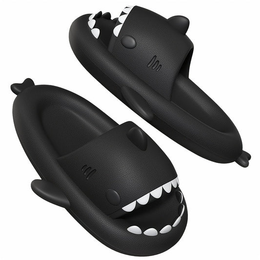 Men's Solid Adorable Shark Slides, Comfy Non Slip Casual Slip On Slippers, Men's Home Shoes